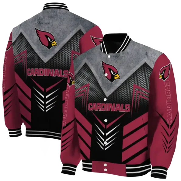 arizona cardinals arrow layer red black varsity jacket fashion forward.webp