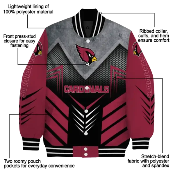 arizona cardinals arrow layer red black varsity jacket new arrival.webp