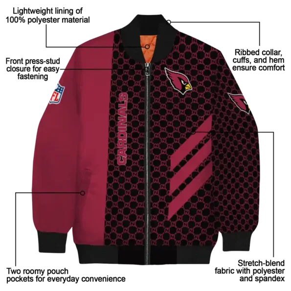 arizona cardinals triple side stripes red black bomber jacket new arrival