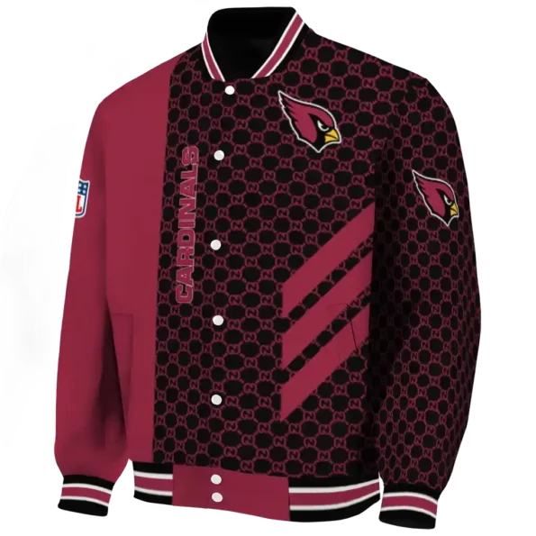 arizona cardinals triple side stripes red black varsity jacket best selling.webp