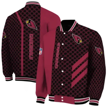 arizona cardinals triple side stripes red black varsity jacket fashion forward.webp
