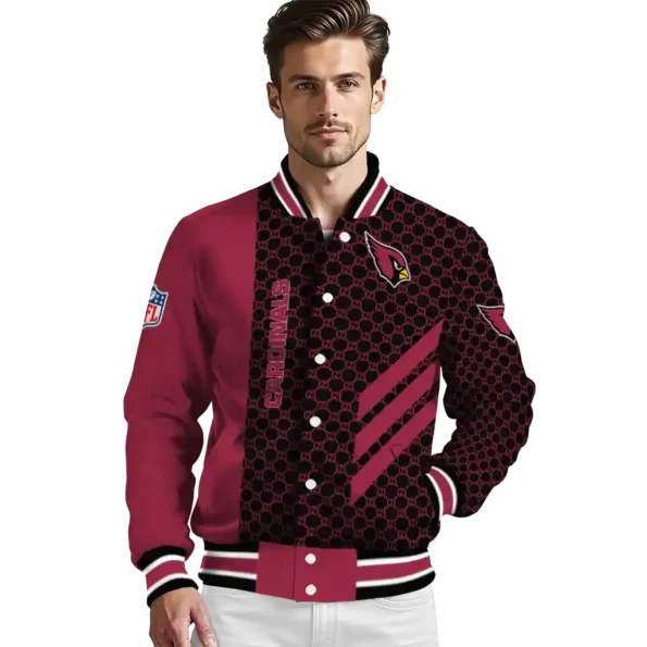 arizona cardinals triple side stripes red black varsity jacket high quality.webp