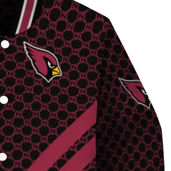 arizona cardinals triple side stripes red black varsity jacket premium grade.webp