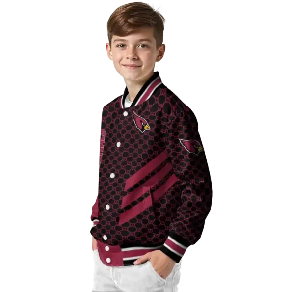 arizona cardinals triple side stripes red black varsity jacket trendy.webp