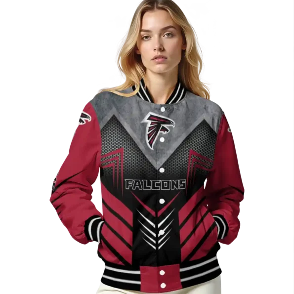 atlanta falcons arrow layer red black varsity jacket latest model.webp