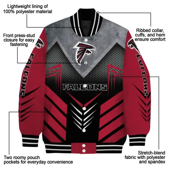 atlanta falcons arrow layer red black varsity jacket new arrival.webp