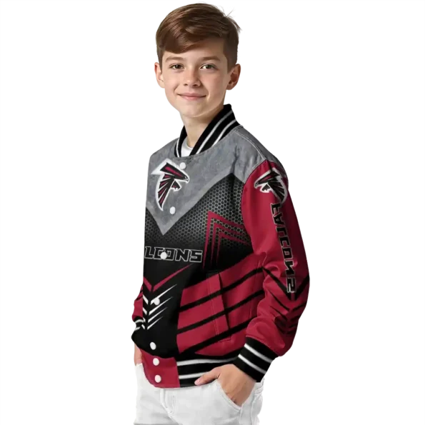 atlanta falcons arrow layer red black varsity jacket trendy.webp