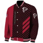 atlanta falcons triple side stripes red black varsity jacket best selling.webp