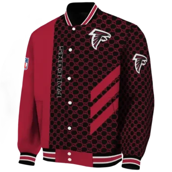 atlanta falcons triple side stripes red black varsity jacket best selling.webp
