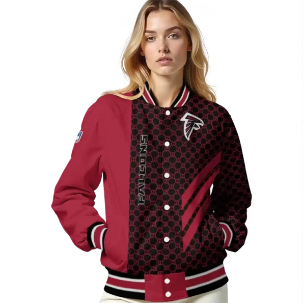 atlanta falcons triple side stripes red black varsity jacket latest model.webp