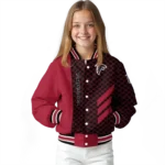 atlanta falcons triple side stripes red black varsity jacket best selling.webp