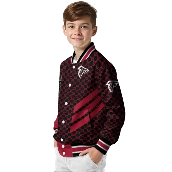 atlanta falcons triple side stripes red black varsity jacket trendy.webp