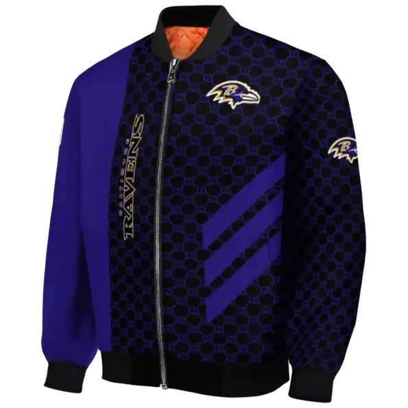 baltimore ravens triple side stripes purple black bomber jacket best selling