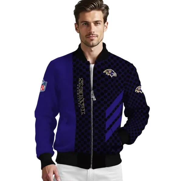baltimore ravens triple side stripes purple black bomber jacket high quality
