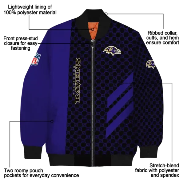 baltimore ravens triple side stripes purple black bomber jacket new arrival