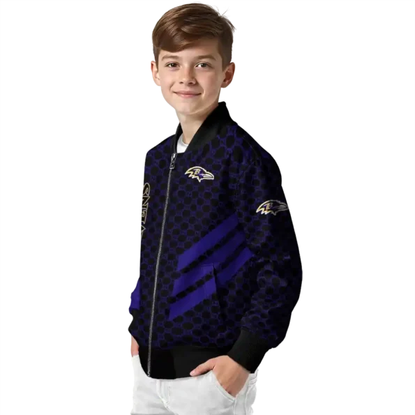 baltimore ravens triple side stripes purple black bomber jacket trendy