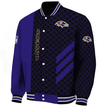 baltimore ravens triple side stripes purple black varsity jacket best selling.webp