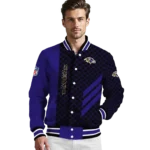 baltimore ravens triple side stripes purple black varsity jacket best selling.webp