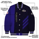 baltimore ravens triple side stripes purple black varsity jacket best selling.webp
