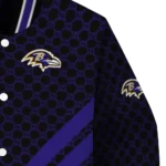 baltimore ravens triple side stripes purple black varsity jacket best selling.webp