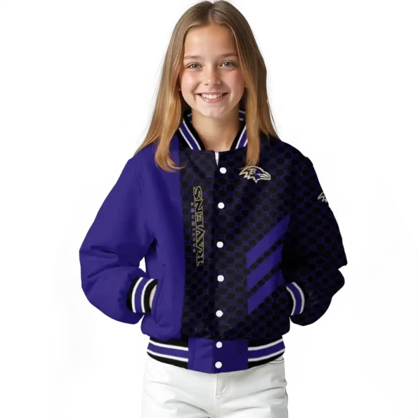 baltimore ravens triple side stripes purple black varsity jacket top rated.webp