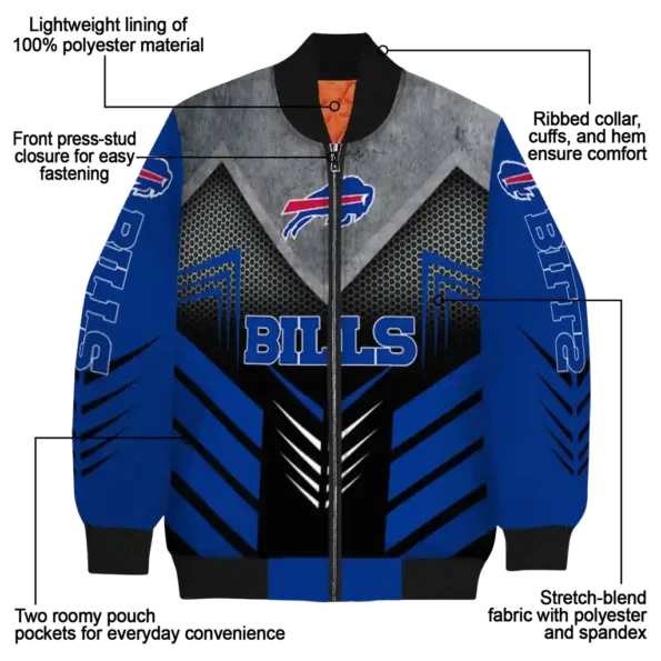 buffalo bills arrow layer blue black bomber jacket new arrival