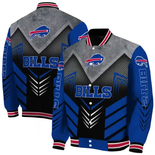 buffalo bills arrow layer blue black varsity jacket fashion forward.webp