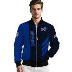 buffalo bills triple side stripes blue black bomber jacket best selling