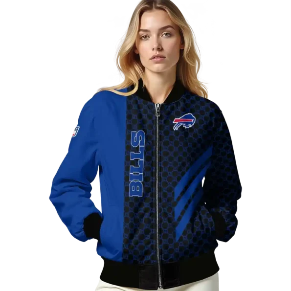 buffalo bills triple side stripes blue black bomber jacket latest model