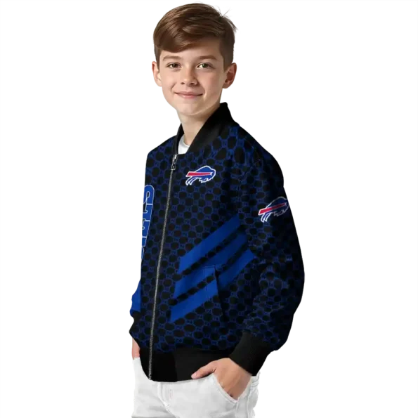 buffalo bills triple side stripes blue black bomber jacket trendy