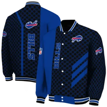 buffalo bills triple side stripes blue black varsity jacket fashion forward.webp