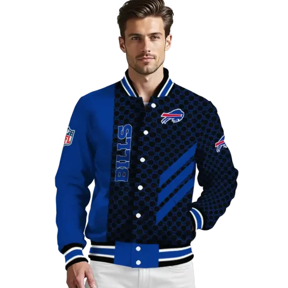 buffalo bills triple side stripes blue black varsity jacket high quality.webp