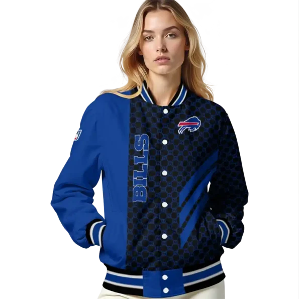 buffalo bills triple side stripes blue black varsity jacket latest model.webp