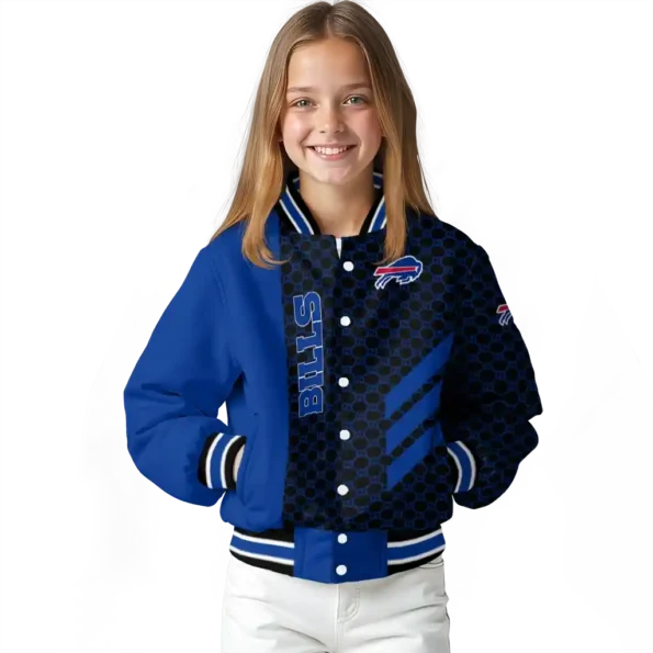 buffalo bills triple side stripes blue black varsity jacket top rated.webp