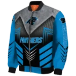 carolina panthers arrow layer blue black bomber jacket best selling
