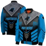 carolina panthers arrow layer blue black bomber jacket best selling