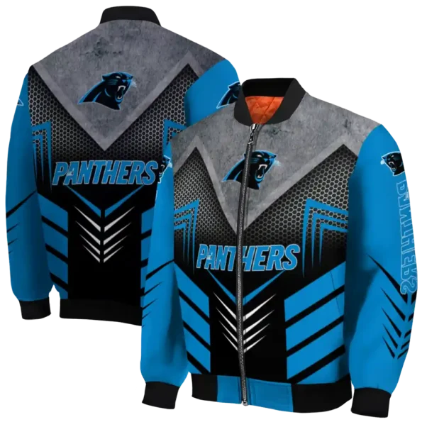 carolina panthers arrow layer blue black bomber jacket fashion forward