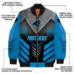 carolina panthers arrow layer blue black bomber jacket best selling