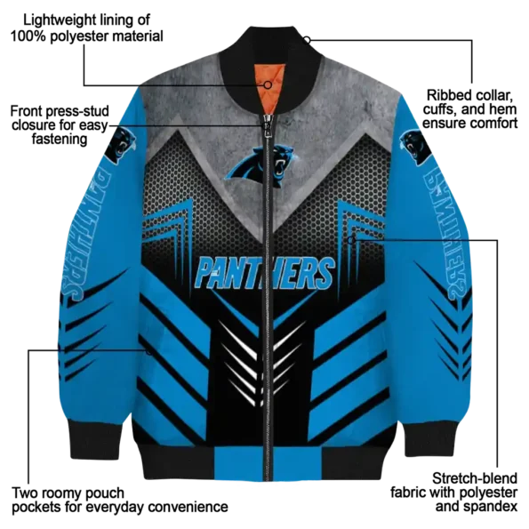 carolina panthers arrow layer blue black bomber jacket new arrival