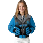 carolina panthers arrow layer blue black bomber jacket best selling