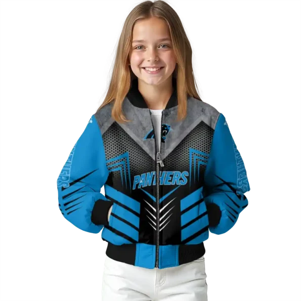 carolina panthers arrow layer blue black bomber jacket top rated