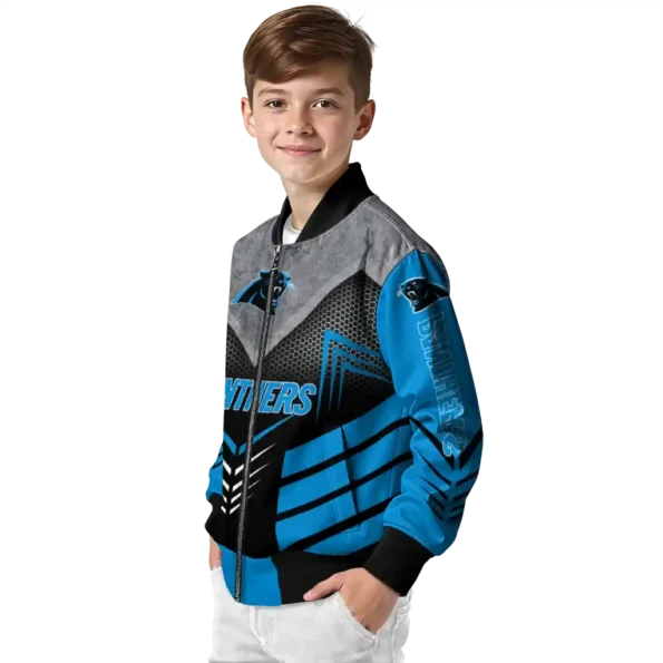carolina panthers arrow layer blue black bomber jacket trendy