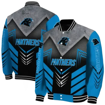 carolina panthers arrow layer blue black varsity jacket fashion forward.webp