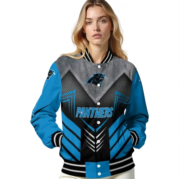 carolina panthers arrow layer blue black varsity jacket latest model.webp