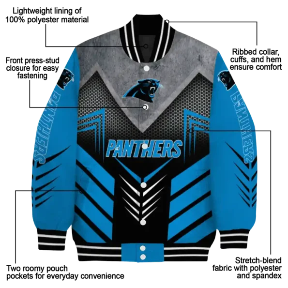 carolina panthers arrow layer blue black varsity jacket new arrival.webp