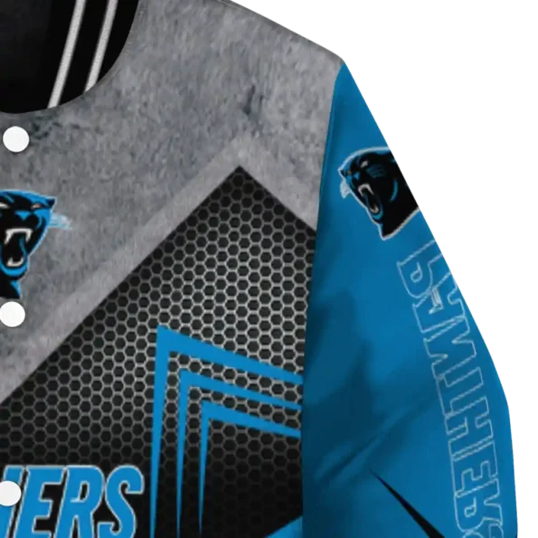 carolina panthers arrow layer blue black varsity jacket premium grade.webp