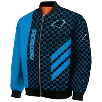 carolina panthers triple side stripes blue black bomber jacket best selling