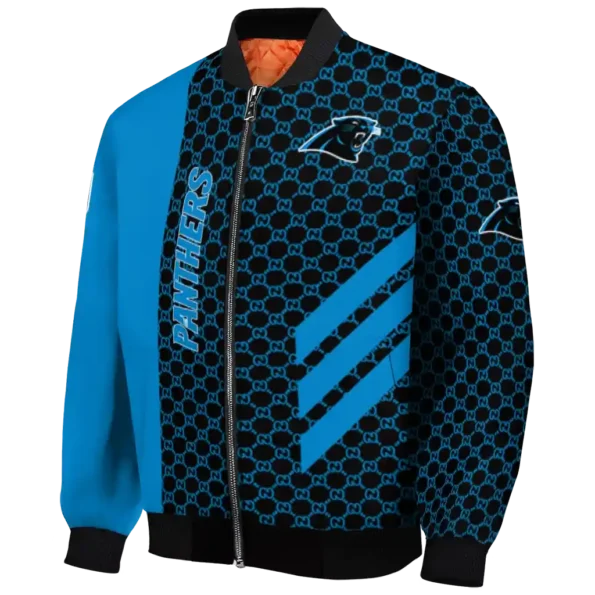carolina panthers triple side stripes blue black bomber jacket best selling