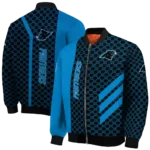 carolina panthers triple side stripes blue black bomber jacket best selling