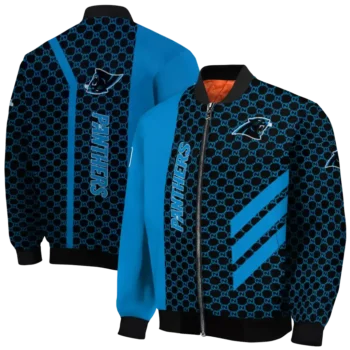 carolina panthers triple side stripes blue black bomber jacket fashion forward